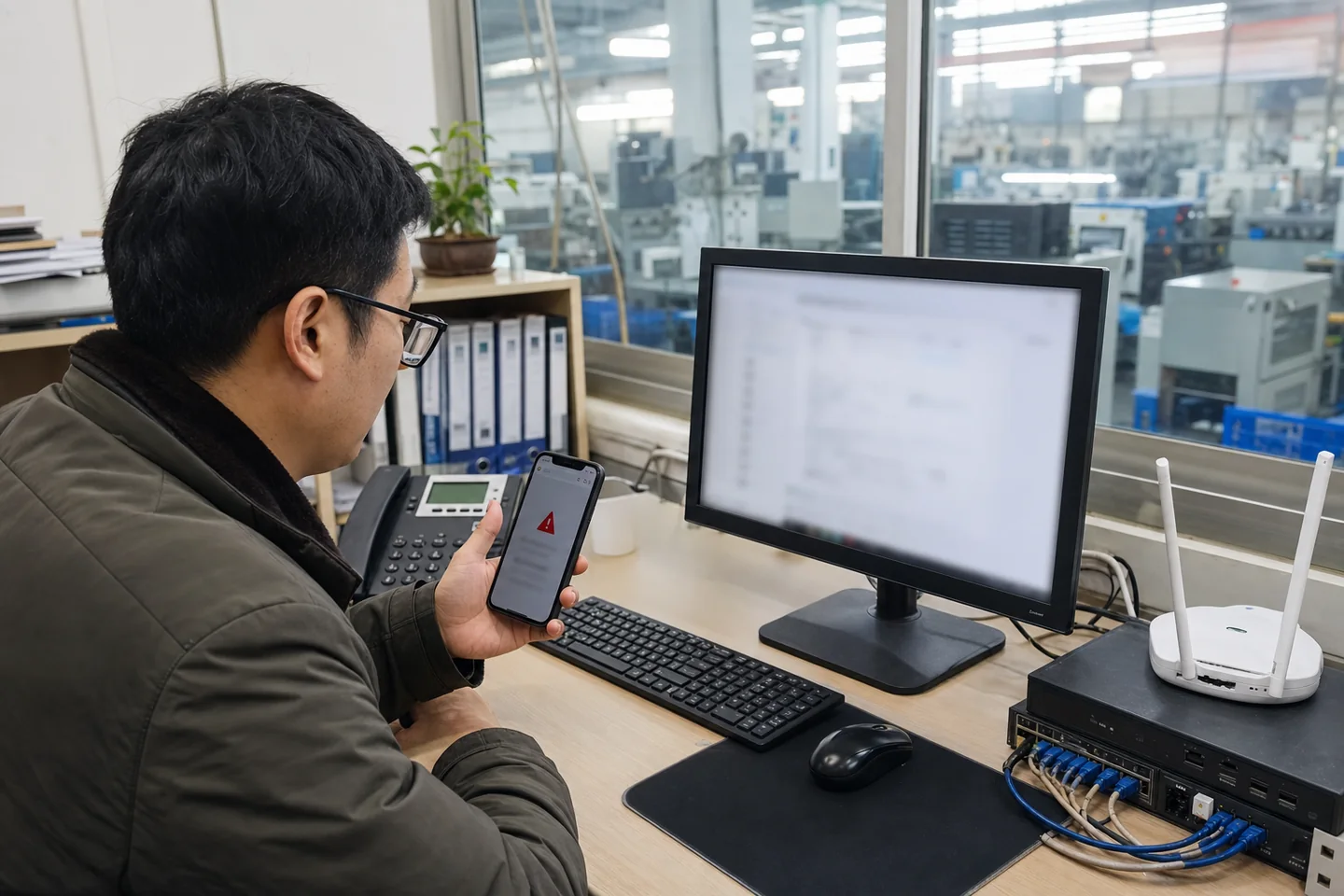 技术人员对照手机安全提示核对网站域名与服务器证书