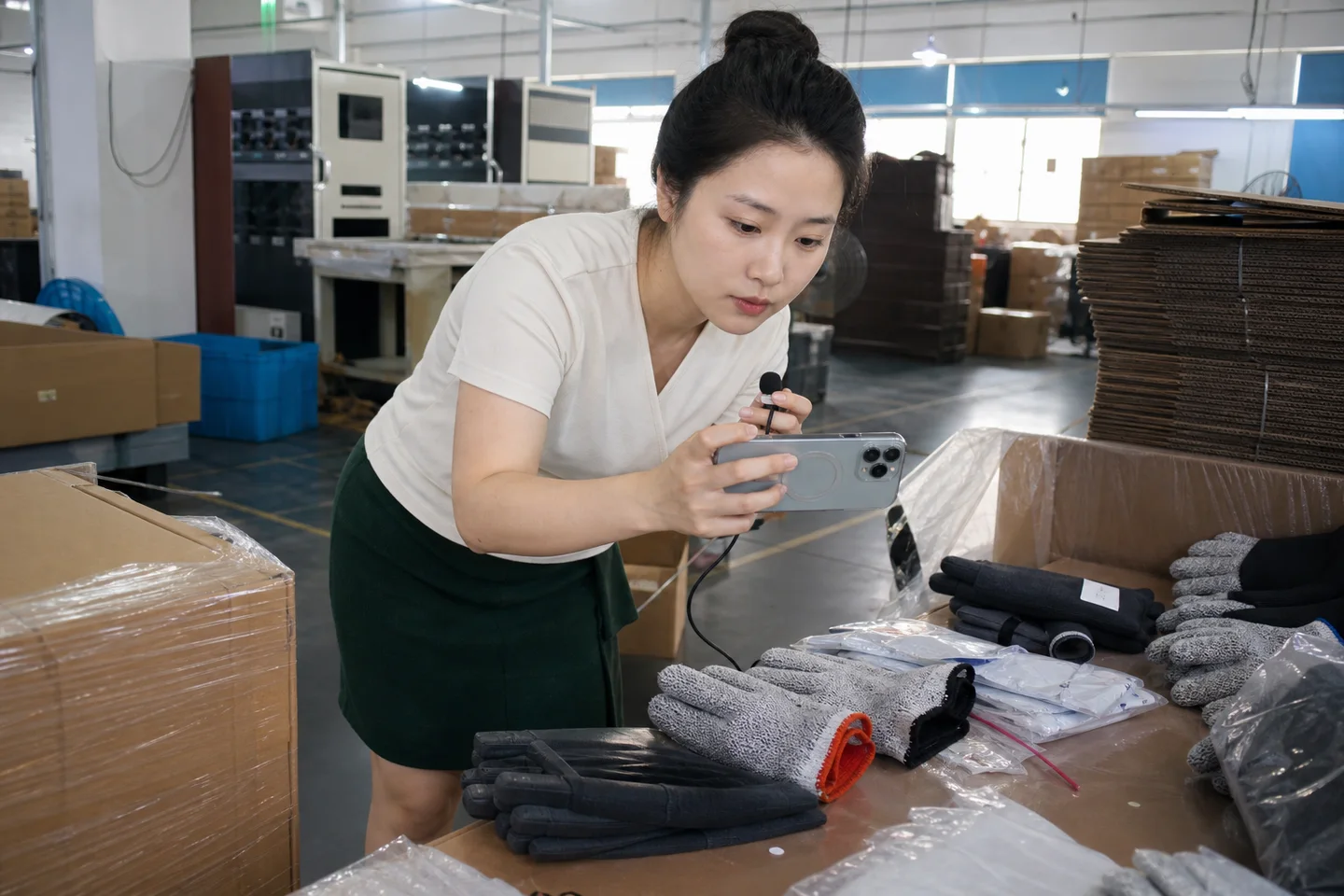 耐切割手套定制现场取材者记录样品和规格确认过程